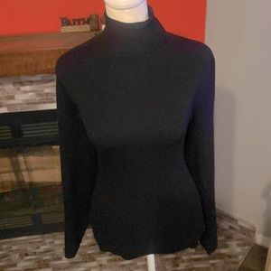 Chico's Womens Turtleneck Sweater Size 2 Black Soft Stretch Top Knit